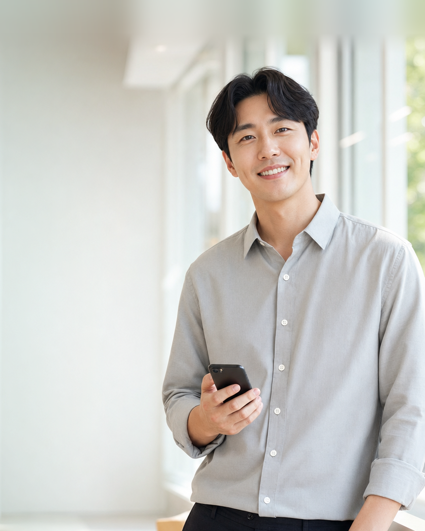다음머니 안산카드깡 휴대폰을 손에 든 사업자 고객